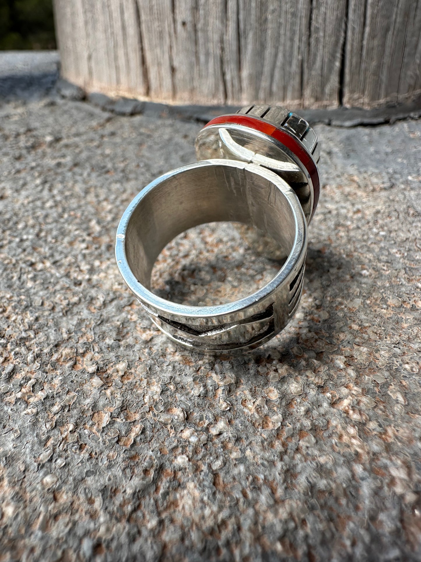 Overlay Turquoise & Coral Ring