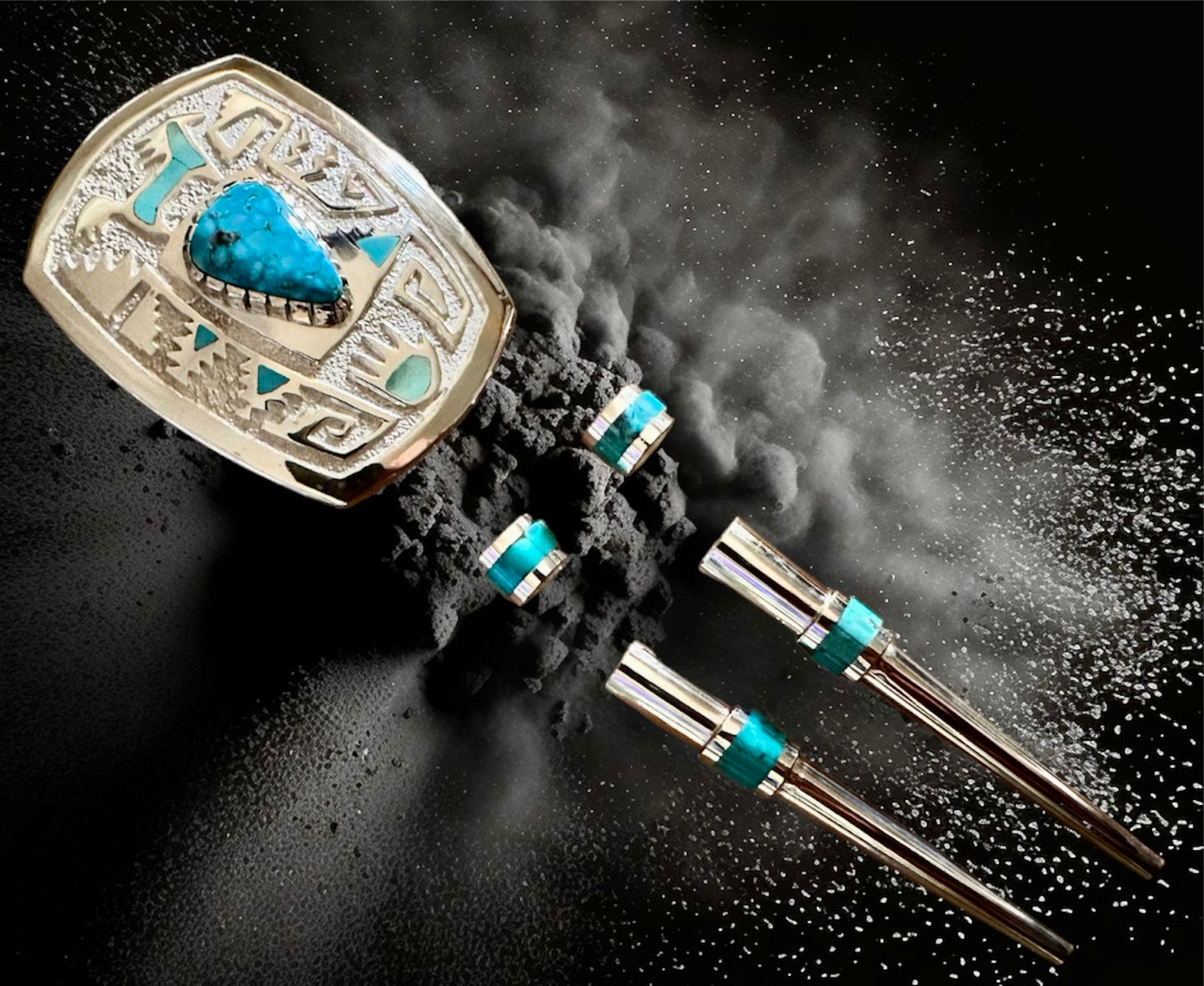 Sterling Silver Kingman Turquoise Bolo Tie